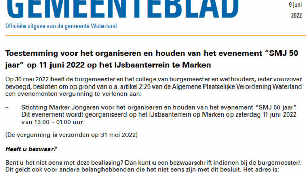 Officiële mededelingen Waterland, kern Marken, week 23