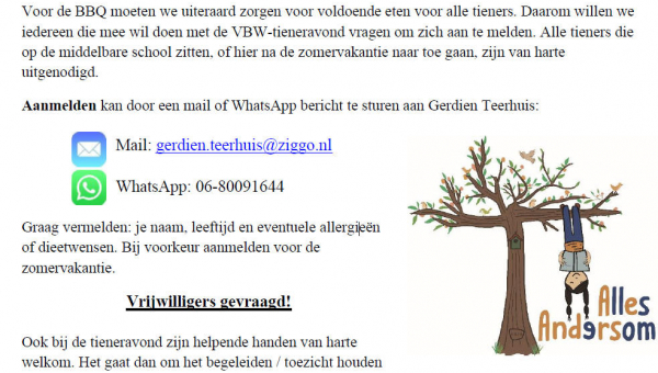 Woensdag 24 augustus Tieneravond tijdens Vakantie Bijbel Week 2022