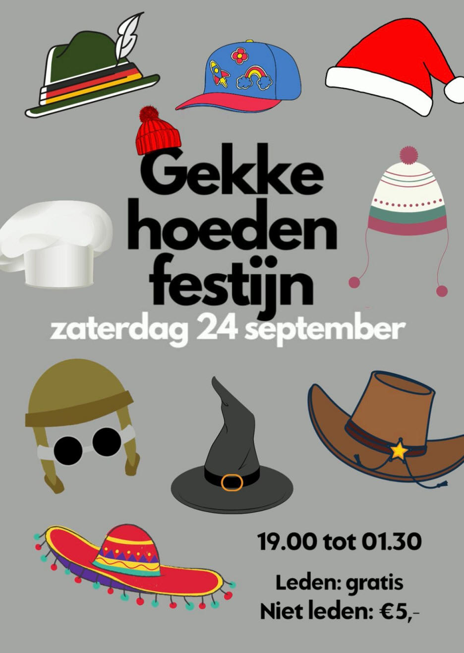 Zaterdag 24 september: 'Gekke hoeden festijn' in de Zonnewijzer