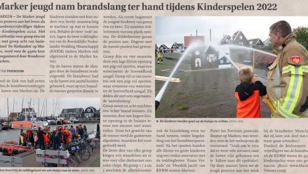 Marker jeugd nam brandslang ter hand