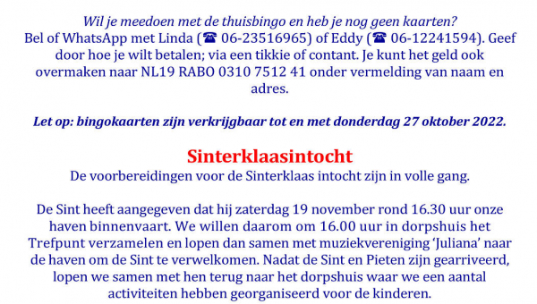 	MES Nieuws: 'Online MES Thuisbingo' en 'Sinterklaasintocht'