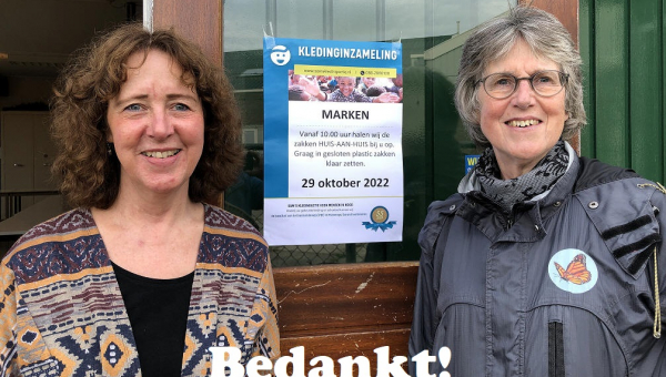 Bedankje van organisatie kledingactie ‘Mensen in Nood 2022’