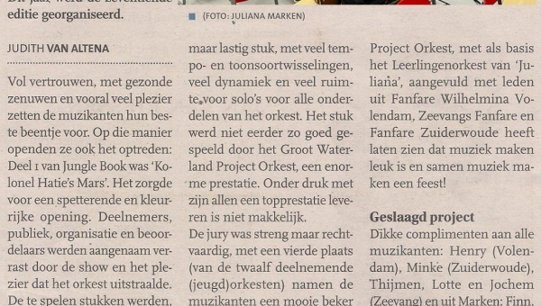 	Groot Waterland Project Orkest vierde op Sastival