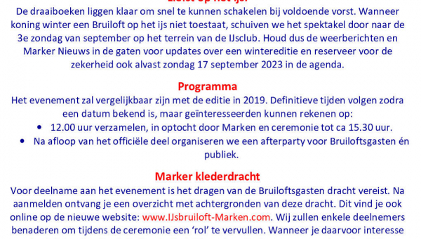 Nieuwsbrief Marker IJsbruiloft 2023