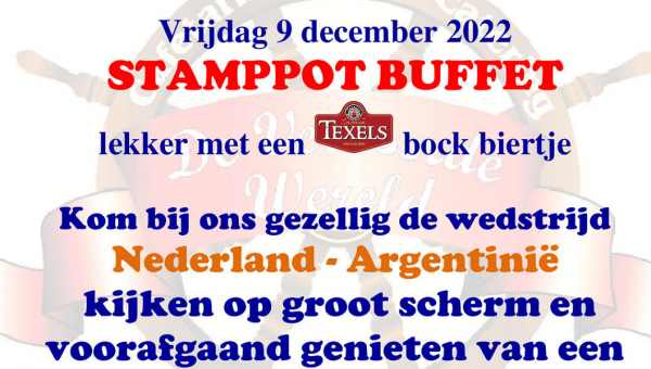 Vrijdag 9 december 'Stamppot Buffet' bij De Verkeerde Wereld