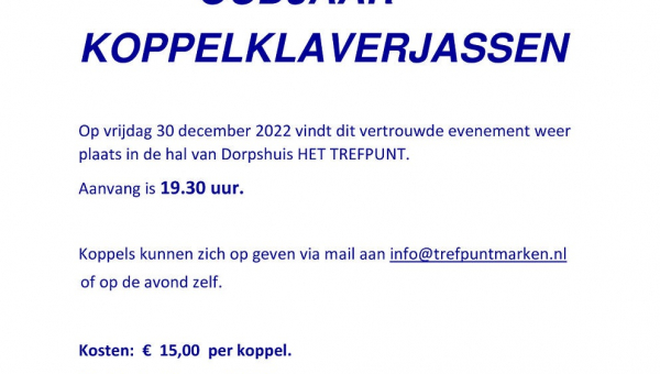 Oudjaar Koppelklaverjassen in dorpshuis Het Trefpunt