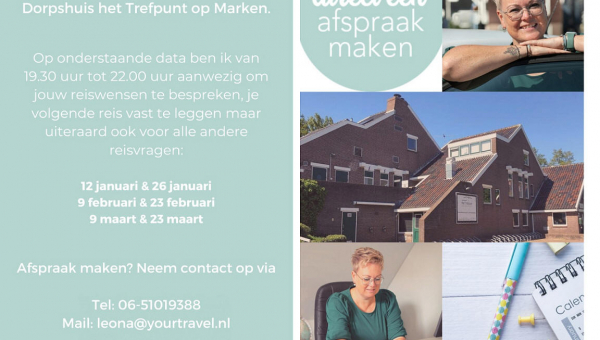 Regel uw reis nu ook op afspraak vanuit dorpshuis Het Trefpunt