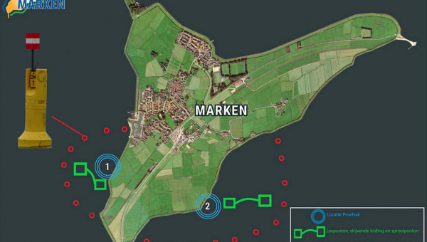 Werkbetonning Dijkversterking Marken aangebracht