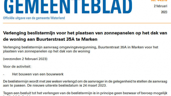 Officiële mededelingen Waterland, kern Marken, week 05