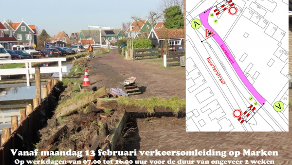 Vanaf maandag 13 februari verkeersomleiding op Marken