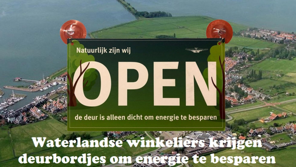 Waterlandse winkeliers krijgen deurbordjes om energie te besparen