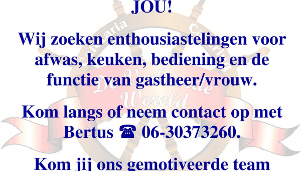 	Bistro Cafetaria 'De Verkeerde Wereld' zoekt medewerkers