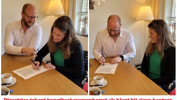 Directrice tekent hypotheekovereenkomst als klant bij eigen kantoor