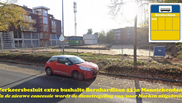 Verkeersbesluit extra bushalte Bernhardlaan 23 in Monnickendam