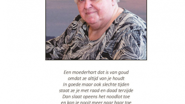 Bericht van overlijden: Geertje van der Meer-Pereboom