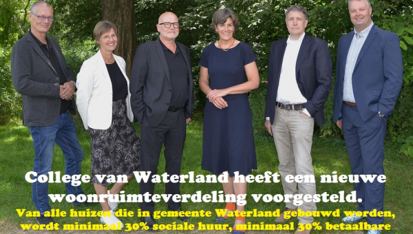 Nieuwe woonruimteverdeling in Waterland 30% sociaal, 30% betaalbaar en 40% vrije sector