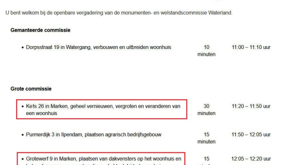 Vergadering monumenten en welstandscommissie