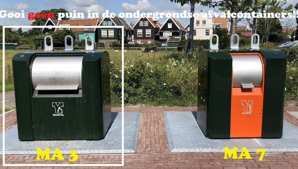 Gooi geen puin in de ondergrondse afvalcontainers!!