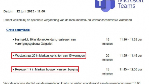 Vergadering monumenten en welstandscommissie