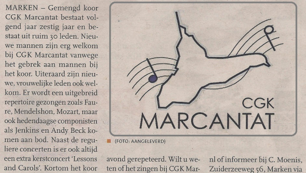 Chr. Gemengd Koor Marcantat op Marken zoekt leden