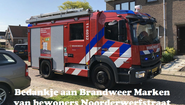 Bedankje aan Brandweer Marken van bewoners Noorderwerfstraat