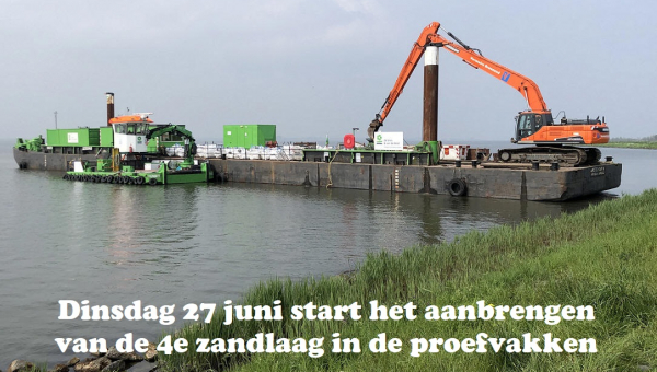 Dinsdag 27 juni start het aanbrengen van de 4e zandlaag in de proefvakken