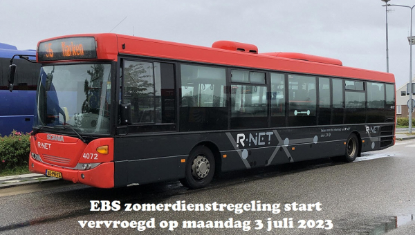 EBS zomerdienstregeling start vervroegd op maandag 3 juli 2023