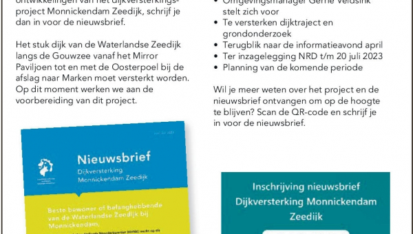 Ontwikkelingen van dijkversterking Waterlandse Zeedijk (N518)