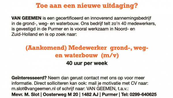 Gezocht: (Aankomend) Medewerker Grond-, Weg- en Waterbouw (M/V)