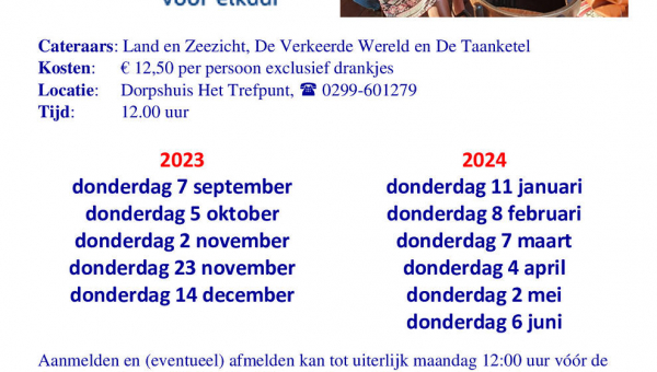 Open Eettafels 2023-2024 in dorpshuis Het Trefpunt