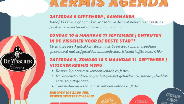 Kermis agenda van Taverne 'De Visscher'