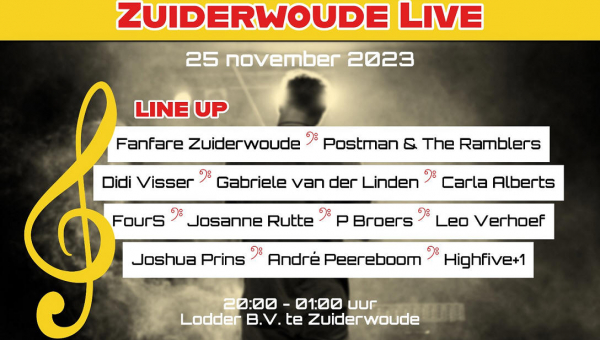 Zaterdag 25 november: 'Vrienden van ZuiderwoudeLive'