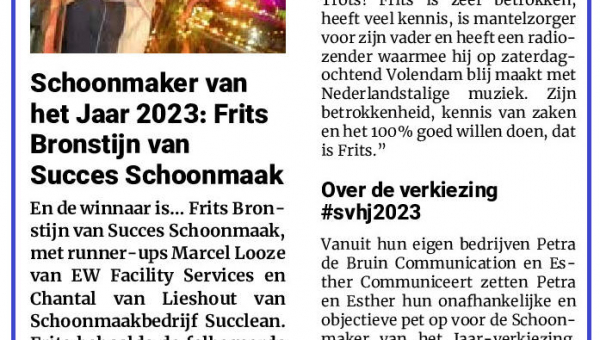 Frits Bronstijn: Schoonmaker van het Jaar 2023