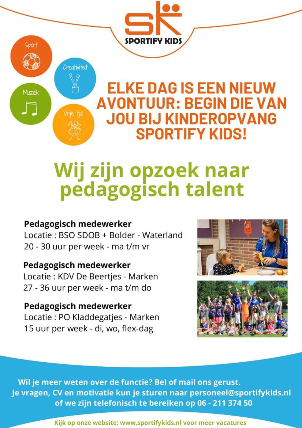 Sportify Kids zoekt pedagogisch talent
