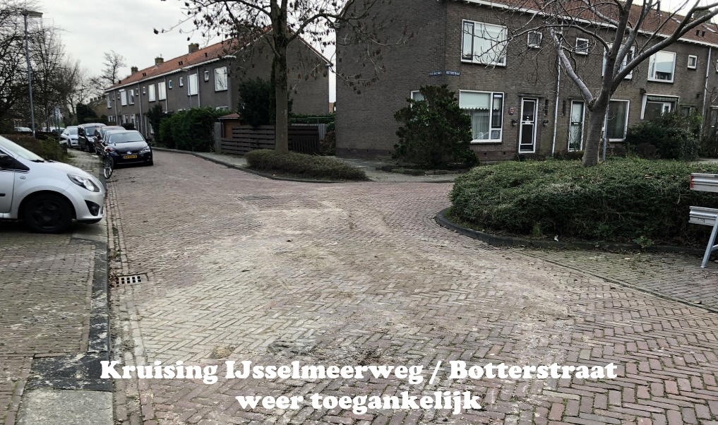 Kruising IJsselmeerweg / Botterstraat weer toegankelijk