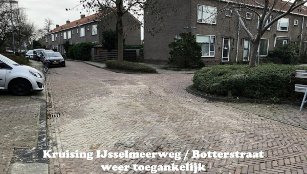 Kruising IJsselmeerweg / Botterstraat weer toegankelijk