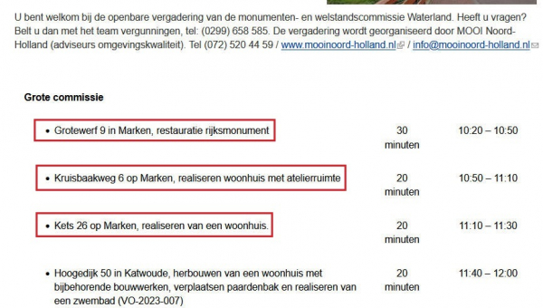 Vergadering monumenten en welstandscommissie