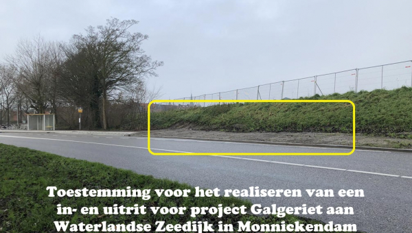 Toestemming voor (extra) in- &amp; uitrit op Waterlandse Zeedijk in M'dam