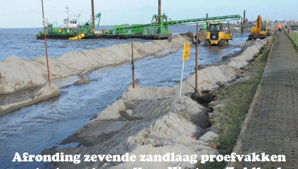 Afronding zevende zandlaag proefvakken en start eerste zandlaag West- en Zuidkade