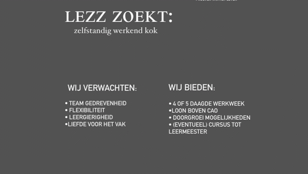 'Land en Zeezicht' zoekt zelfstandig werkend kok