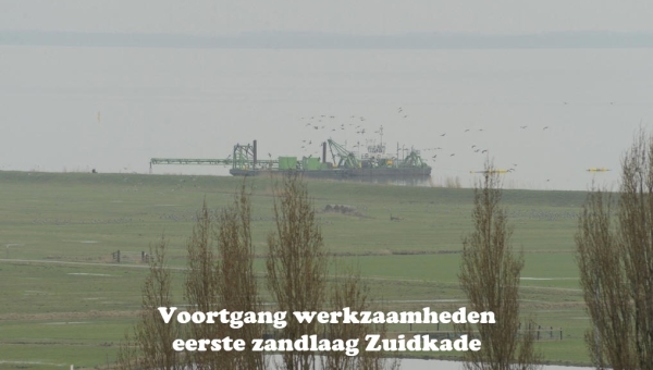 Voortgang werkzaamheden eerste zandlaag Zuidkade