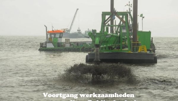 Voortgang werkzaamheden eerste zandlaag Zuidkade, deel 4