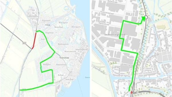 N247 afgesloten tussen Edam en nieuwe kruising met N244