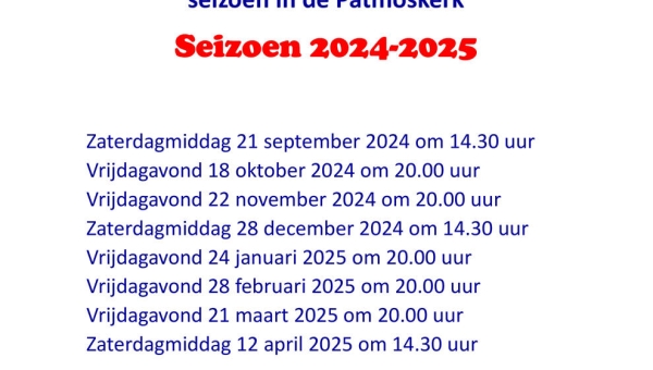 Kiendata seizoen 2024-2025 in de Patmoskerk