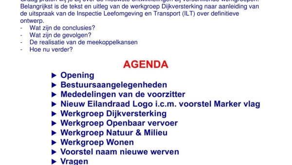 Uitnodiging Openbare Vergadering Eilandraad Marken