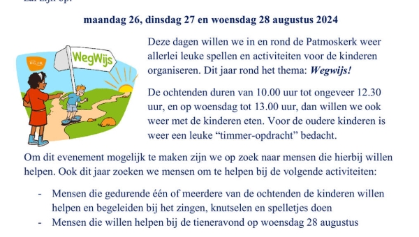 Vrijwilligers gevraagd voor Vakantie Bijbel Week 2024