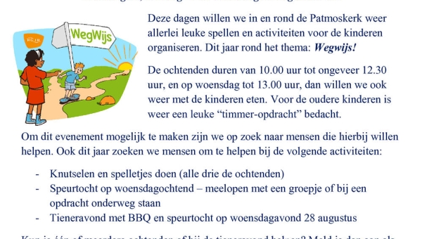 Vrijwilligers gevraagd voor Vakantie Bijbel Week 2024