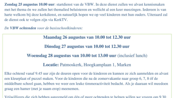 Vakantie Bijbel Week 2024