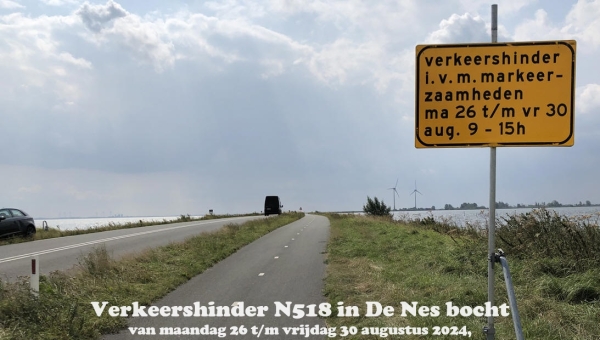 Verkeershinder N518 in De Nes bocht