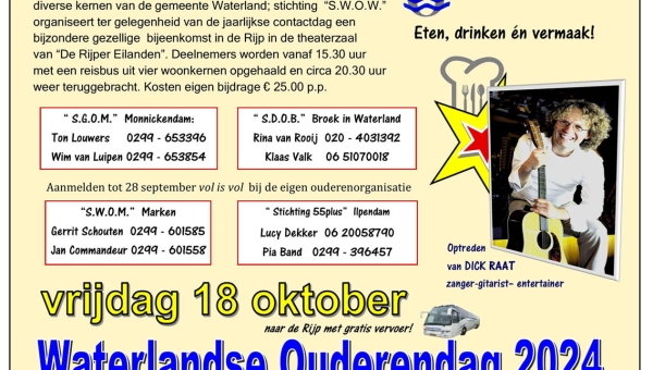 Vrijdag 18 oktober : Waterlandse Ouderendag 2024